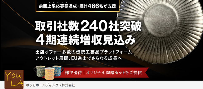 伝統的工芸品の職人と消費者をスマートに繋ぐD2Cビジネスモデルで世界中に日本の匠技を届ける「ゆうらホールディングス」株式投資型クラウドファンディングを開始