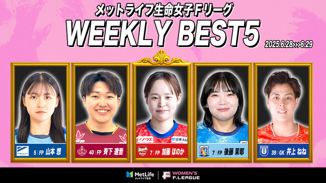 加藤ほのか（福井丸岡ラック）が週間MVPに！第3節｜2025年6月28日～6月29日 週間ベスト5【メットライフ生命女子Ｆリーグ2025-26】