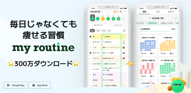 習慣化アプリ「マイルーティン」、夏のダイエット管理に最適な新しいルーティン設計機能を提供開始