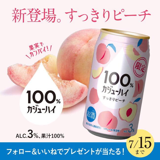 【SNSプレゼントキャンペーン】100%カジューハイすっきりピーチ新発売キャンペーン