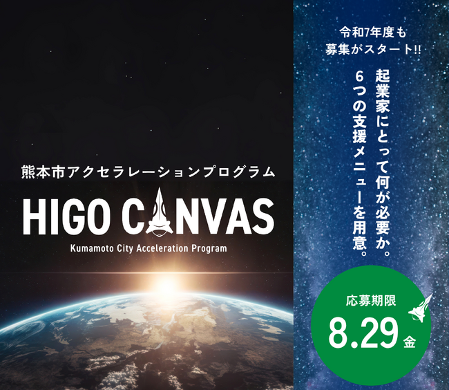 【起業家ファーストのアクセラレーションプログラム】「HIGO CANVAS」の参加者を募集開始！