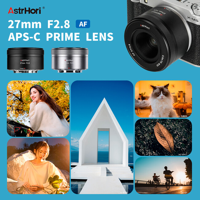 レトロなデザインと軽量コンパクトボディ AF対応APS-C用レンズ「AstrHori AF 27mm F2.8 STM E,Xマウント」新発売のお知らせ