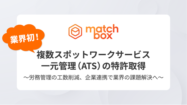 【業界初】 複数スポットワークサービス一元管理(ATS)の特許取得