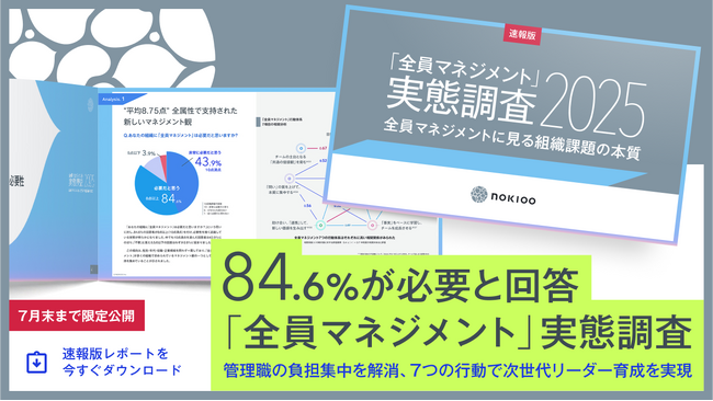 84.6%が必要と回答「全員マネジメント」実態調査～管理職の負担集中を解消、7つの行動で次世代リーダー育成を実現～