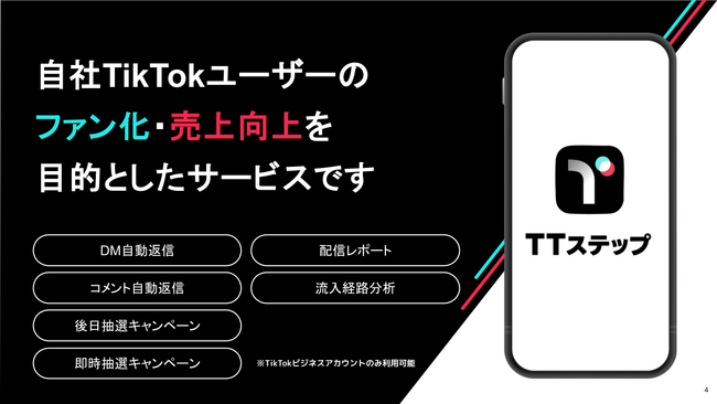 【TikTok運用者必見】TikTokの自動返信・抽選キャンペーンツール「TTステップ」を完全無料で本日リリース
