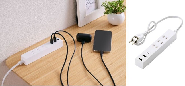 スマートフォンのACアダプター不要で充電できる!狭い場所にもフィットするスリム形状のコード付きUSBタップ 4製品を新発売