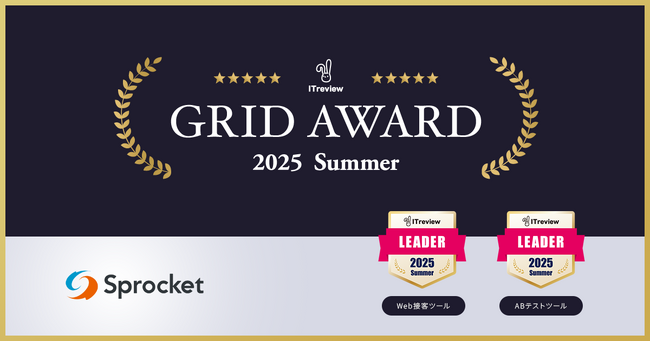 Sprocketが「ITreview Grid Award 2025 Summer」Web接客ツール部門/ABテストツール部門で最高位の「Leader」を受賞