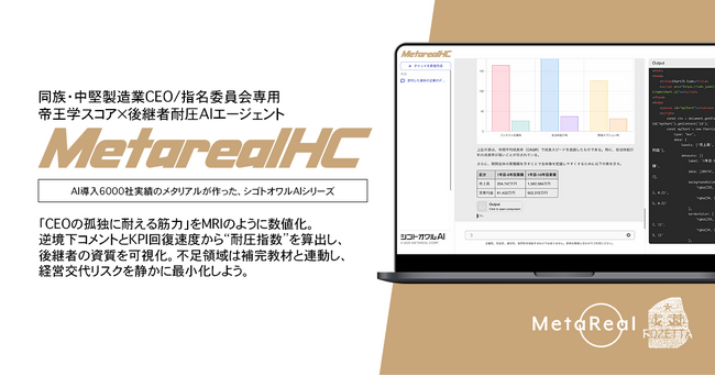 【メタリアル・グループ】帝王学スコア×後継者耐圧AIエージェント「Metareal エアコーチ(Metareal HC)」7/16提供開始