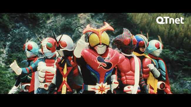 仮面ライダーX・アマゾン・ストロンガーの3人が初登場　栄光の7人ライダーが大集合豪華絢爛な必殺技に注目！「QT PRO」新TVCM2篇を公開