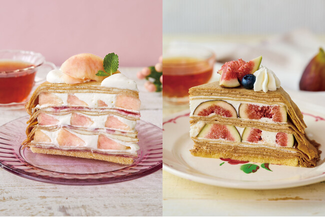 【Afternoon Tea LOVE&TABLE】毎年人気の白桃、とろける食感のマンゴーや旬のいちじくの新作ミルクレープを発売