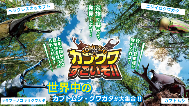 ふかや花園アウトレットに人気の昆虫がやってくる「TOMUSHIのカブクワすごいぞ!!」開催 7月26日（土）～8月24日（日）