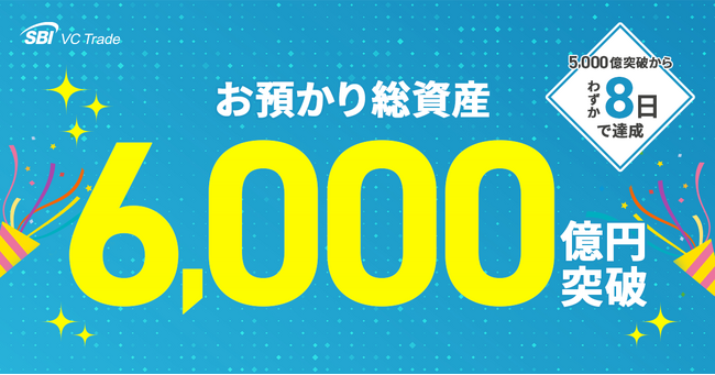 お預かり総資産6,000億円突破のお知らせ～5,000億円突破からわずか8日で達成～