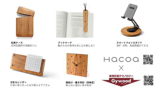 国産針葉樹の新素材「Gywood(R)」が Hacoa 製品に採用