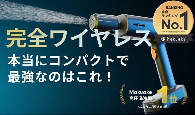 【マクアケ開始2日で応援総額3400万円を突破！】ハンディタイプ高圧洗浄機にて歴代ランキング1位を獲得！
