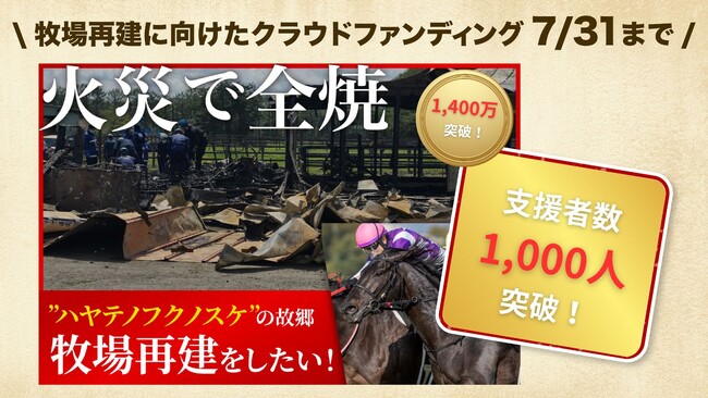 【支援者数1,000人/1,400万円突破】ハヤテノフクノスケを輩出した「ワールドファーム」再建プロジェクトが終了まで残りわずか！