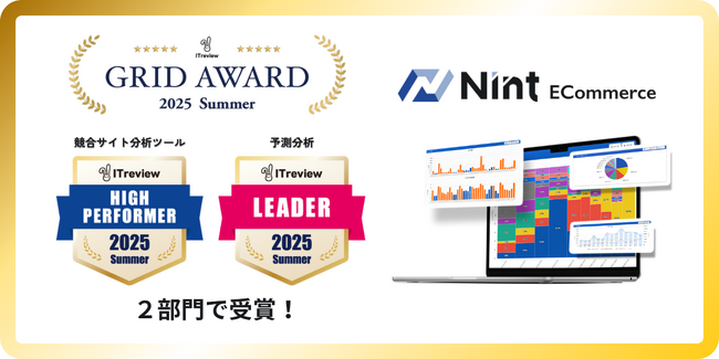 EC市場動向分析ツール「Nint ECommerce」がITreview Grid Award 2025 Summerにて「Leader」「High Performer」を受賞！