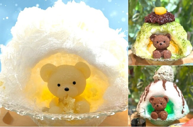 “かまくら”に入ったくまちゃんのかき氷に抹茶あずき、チョコミントが新登場！