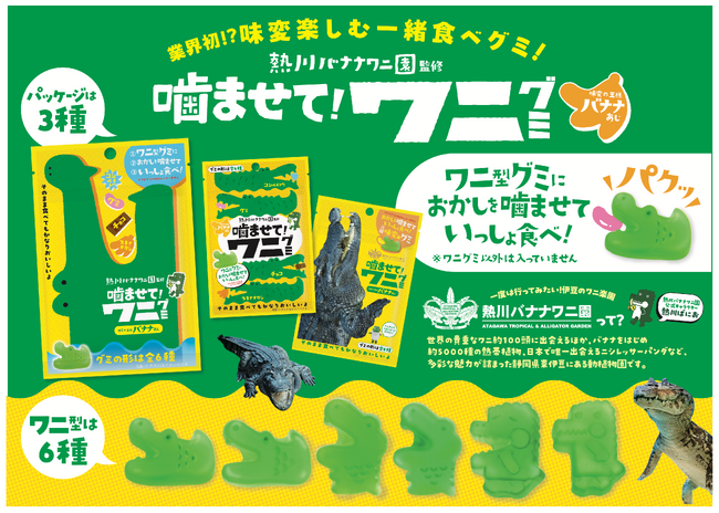 【伊豆の熱川バナナワニ園監修の業界初！？味変グミ「噛ませて！ワニグミ　味変の王様バナナあじ」が新発売！】????????