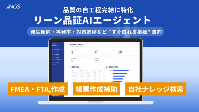 株式会社JINGS、製造業の品質業務を支援するAIエージェントを提供開始