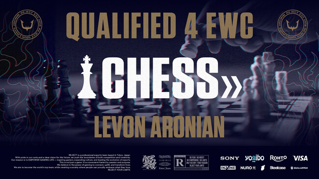 プロeスポーツチーム「REJECT」 CHESS部門のLevon AronianがEsports World Cup2025出場権を獲得