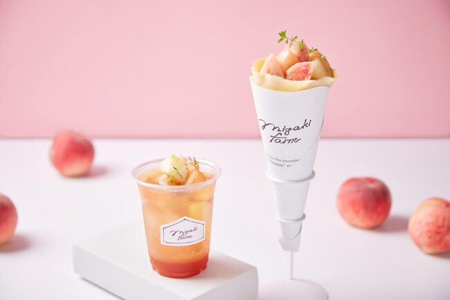 ＜MIGAKI FARM 閖上店＞期間限定 旬の桃を味わう「夏の白桃クレープ」、「白桃フローズンのティーソーダ」新発売
