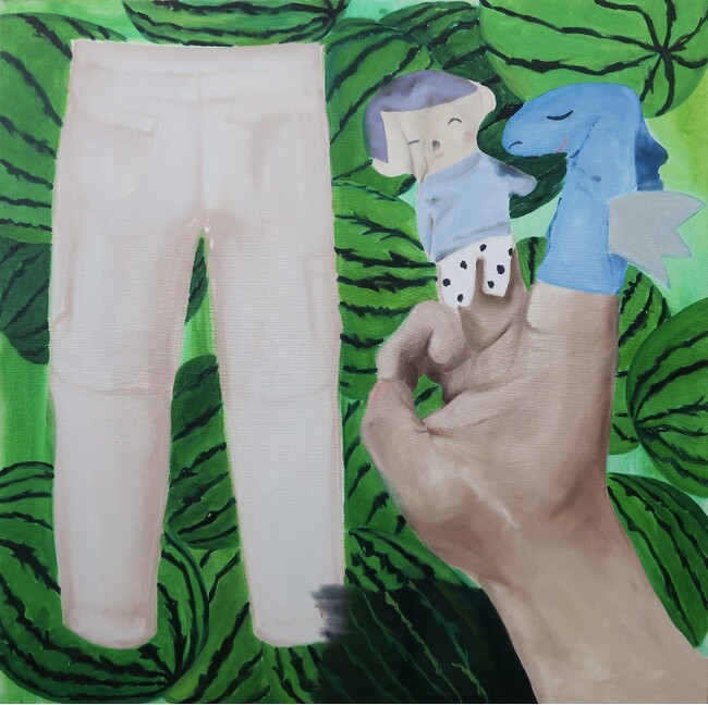絵画と単語帳を組み合わせたインスタレーションを展開