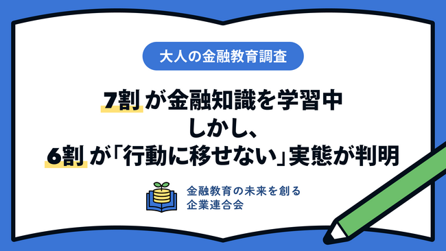 【大人の金融教育調査】７割が金融知識を学習中。しかし、６割が「行動に移せない」実態が判明