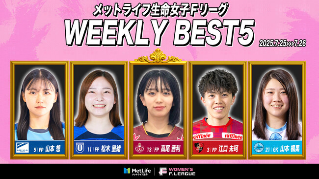 高尾茜利（SWHレディース西宮）が週間MVPに！第5節｜2025年7月25日～7月26日 週間ベスト5【メットライフ生命女子Ｆリーグ2025-26】
