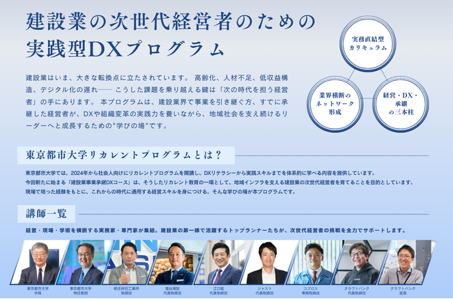 クラフトバンク、東京都市大学と連携し地域建設業の持続可能性を高める次世代経営者の育成プログラムを開講