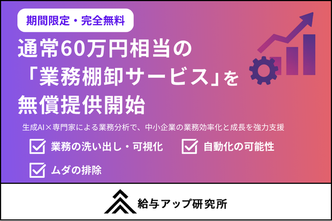【期間限定・完全無料】通常60万円相当の「業務棚卸サービス」を無償提供開始
