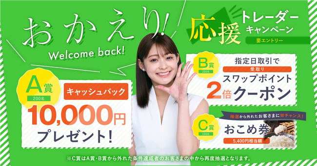 取引再開は今がチャンス！「ウェルカムバック！おかえりトレーダー応援キャンペーン」のお知らせ