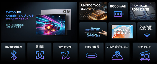 【夏休みセール】SVITOO P11：11 インチ Android 15 タブレット 16GB+128GB 拡張可能 専用ケースプレゼント付き！高性能で超激安販売中！！限定一百台