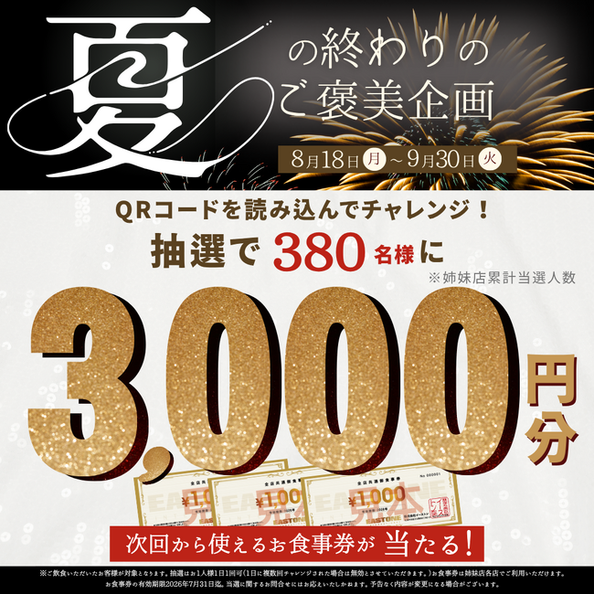 【夏のご褒美キャンペーン！】抽選で合計380名様に3,000円分の食事券が当たるLINE限定イベントを8月18日（月）から北海道イタリアンミア・ボッカ、いただきコッコちゃん他、38店舗で開催！