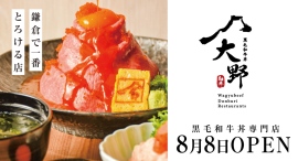 黒毛和牛の美味しさで五感を刺激する新ブランド『黒毛和牛丼 大野』が8月8日（金）鎌倉にオープン。丼に込めた日本の粋、口の中でとろける和牛体験をお楽しみください！