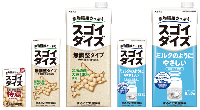 食物繊維たっぷり！まるごと大豆飲料『スゴイダイズ』リニューアル　 パッケージ刷新、手軽に飲める「無調整タイプ200ml」新登場！
