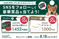 夏のごはんタイムを応援！「nosh DOGおすすめ4食セット」または「Amazonギフトカード1,000円分」が当たるプレゼントキャンペーンを開催