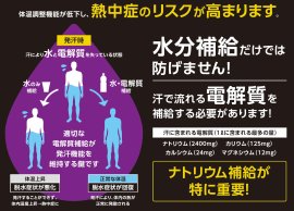ナトリウム補給が特に重要! ナトリウム補給が特に重要!