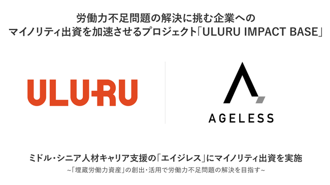 うるる、「ULURU IMPACT BASE」を通じて ミドル・シニア人材キャリア支援の「エイジレス」にマイノリティ出資を実施