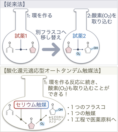 １つの触媒が２つの異なる反応を制御する～化学反応の連続化で医薬品開発を加速～