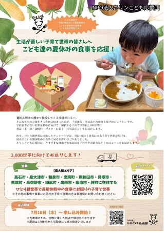 南大阪エリア《高石市～岬町》この夏、長期休暇中の食事にお困りのひとり親家庭へ食材配送を行っています！