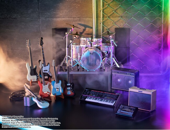 バンダイのガシャポン(R)人気シリーズ『1/12 SCALE MINIATURE SERIES』から「Roland」「Fender」「Pearl」とコラボした３商品が新登場！