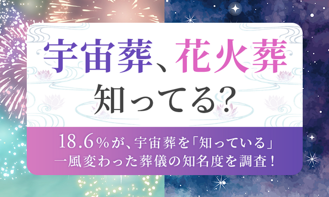 【宇宙葬、花火葬知ってる？】18.6％が、宇宙葬を「知っている」 一風変わった葬儀の知名度を調査！