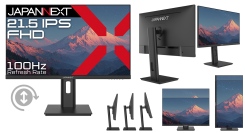 JAPANNEXTが21.5インチ IPSパネル採用 昇降式多機能スタンド搭載のフルHD液晶モニターを15,980円で8月8日(金)に発売