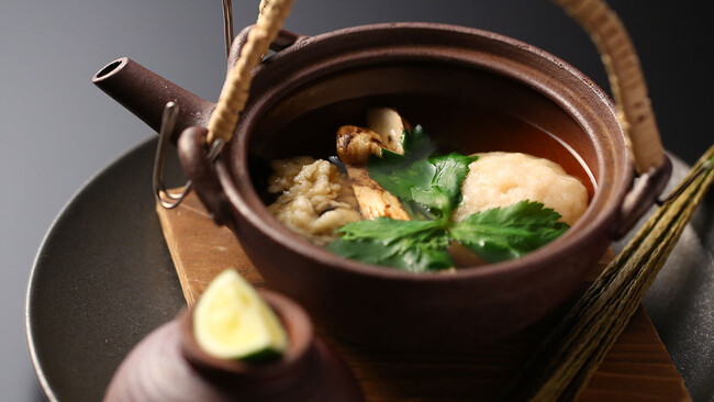 【きたの風茶寮】秋の味覚【松茸の土瓶蒸し】を味わう　客室露天or展望露天風呂で心を解きほぐす
