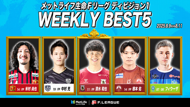 清水和也（名古屋オーシャンズ）が週間MVPに！第11節｜2025年8月9日～8月11日 週間ベスト5【メットライフ生命Ｆリーグ2025-26 ディビジョン1】