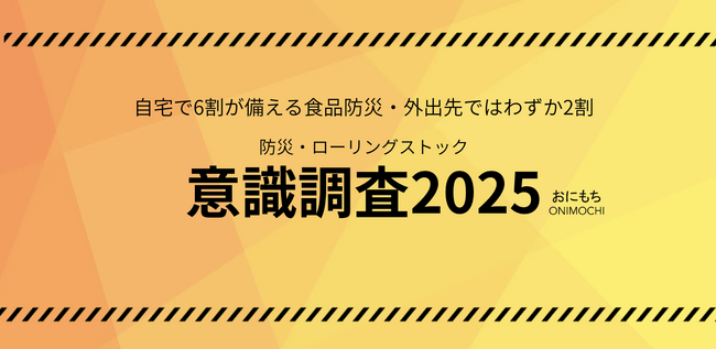 食品の防災対策、自宅は6割の人が備えているが、外出先で備えている人はわずか2割。外出先でも安心できる「持ち運べるローリングストック」を新提案