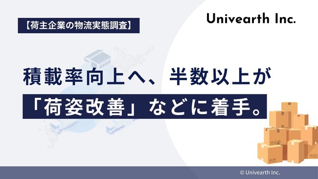 【荷主企業の物流実態調査】積載率向上へ、半数以上が「荷姿改善」など現場の工夫に着手。一方「共同配送」「パレット標準化」など、業界連携を視野に入れた施策も4割超。