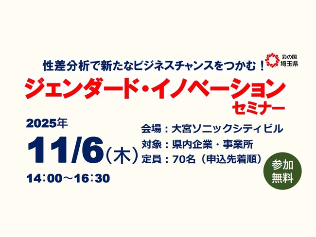 【埼玉県】「ジェンダード・イノベーションセミナー」を開催します