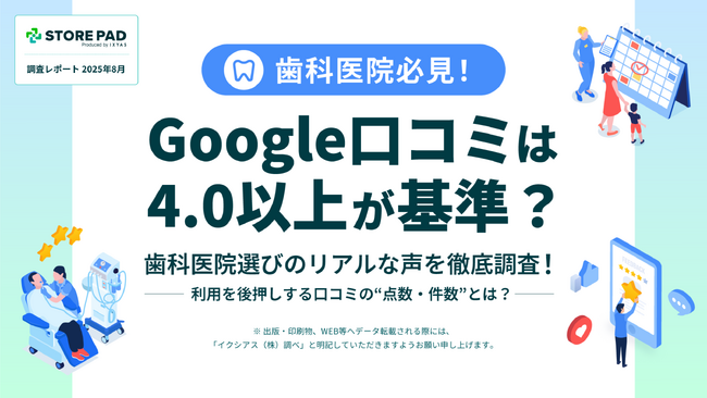 調査レポート公開「Google口コミは4.0以上が基準？ 歯科医院選びのリアルな声を徹底調査！」 利用を後押しする口コミの“点数・件数”とは？