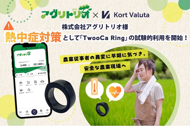株式会社アグリトリオ、熱中症対策として「TwooCa Ring」の試験的利用を開始